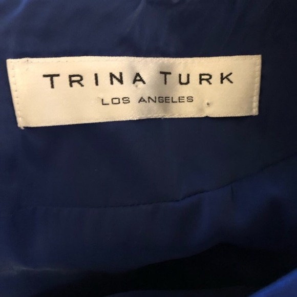 Trina Turk Annika Blue Formal Sheath Dress with Gold Buckle Women's Size Medium - Picture 4 of 5